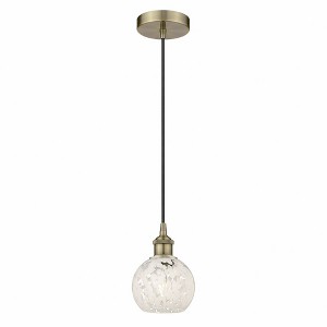 White Mouchette - 1 Light Cord Hung Mini Pendant In Modern Style-8 Inches Tall and 6 Inches Wide - 1 of 1