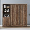 Full Size Half Self-Close and Open Murphy Bed Cabinet with Side Cabinet Bookshelf, Brown - ModernLuxe - 2 of 4