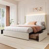 Bed Frame and Headboard with Led Light, Queen Size Bed Frame with Storage, Metal Frame with Wood Lath Support - 4 of 4