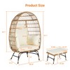 TiramisuBest Oversized Wicker Egg Chair with Cushion & Pillow, 600lbs ¨C Indoor/Outdoor for Porch/Backyard/Balcony (Beige) - 3 of 4