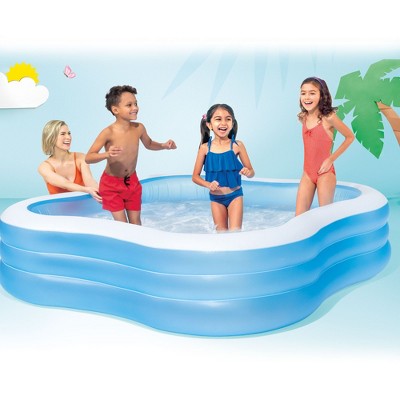 Blue and White Vinyl Square Family Pool