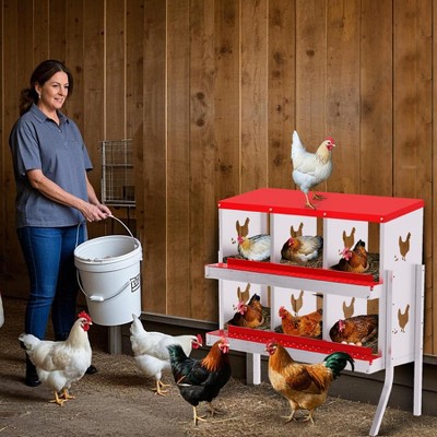 Nesting Boxes for Chickens, Metal Roll Out Laying Nest Box with Perch, Secure Lid Wall Mount or Free Standing