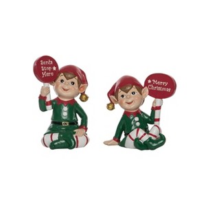 Transpac Jolly Elf Figurines Set of 2 Colorful Christmas Decor for Tabletop and Mantel Indoor Holiday Gifts - 1 of 1
