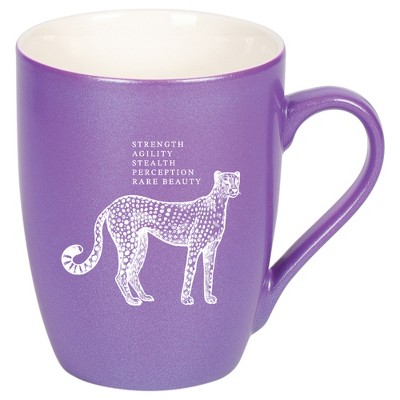 Elanze Designs 10 Ounce Ceramic Decorative Laser Engraved Giftable Novelty Tea Coffee Cup Mug Passion Purple Leopard Strength Agility Stealth Beauty