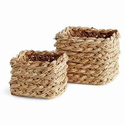 Plum & Post Abaca French Braid Storage Baskets Square Set Of 2