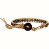 Light Brown Leather Bracelet with Natural Stone Beads, Adjustable Wrap Design for Men Women Teen Yoga - 3 of 4