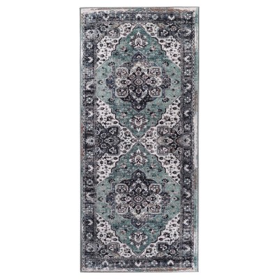 Contemporary Abstract Medallion Border Washable Indoor Area Rug by Blue Nile Mills