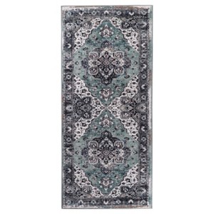 Contemporary Abstract Medallion Border Washable Indoor Area Rug by Blue Nile Mills - 1 of 4