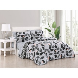 Twin 5pc Kenna Comforter Set Black/Gray/Pink - Addison Home