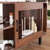 GlasFlength TV Stands and Consoles Mid Century Modern Media Console with Sliding Glass Doors for Living Room, Brown, 65"*14.2"*20.1" - 4 of 4