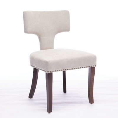 NicBex Farmhouse Dining Chair Set of 2 Upholstered Linen Fabric Side Chair with Nails Around for Kitchen,Dining Room