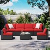 ELJGET 7-Piece Outdoor Patio Furniture Sets, All Weather PE Outdoor Sofa, Garden Wicker Rattan Patio Conversation Set with Coffee Table - 2 of 4