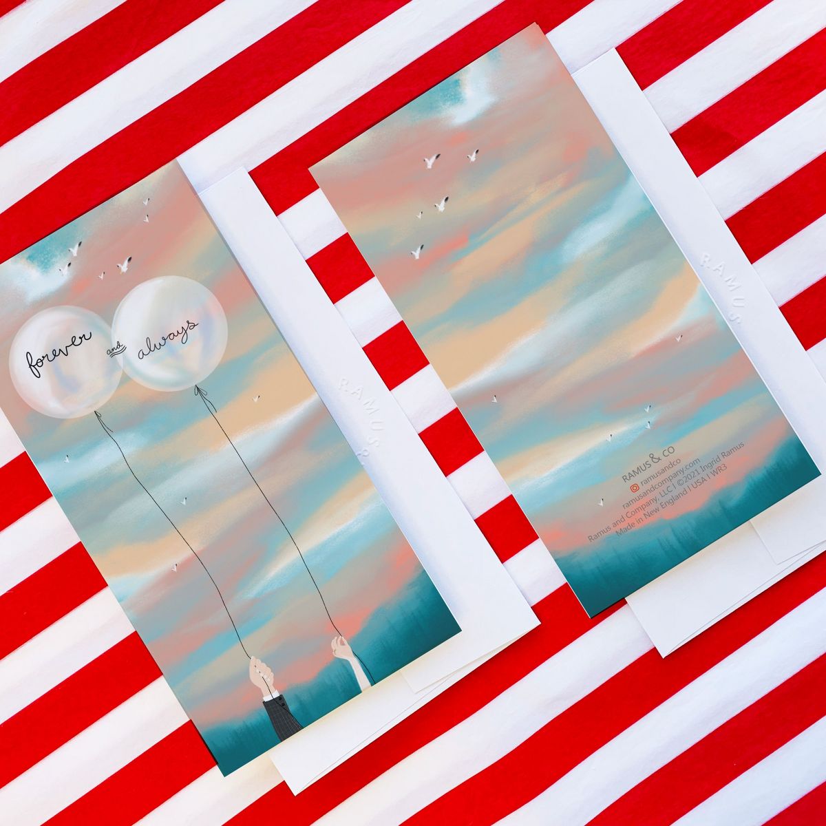 2ct Forever and Always Balloons Long Greeting Card Pack by Ramus & Co - thumbnail 3