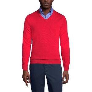 Lands' End School Uniform Men's Cotton Modal Fine Gauge V-neck Sweater - 1 of 3