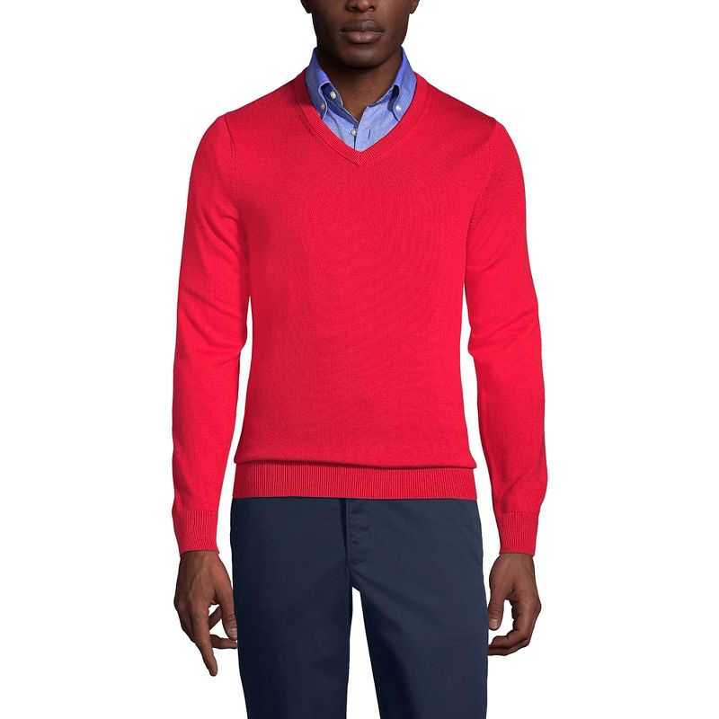 Lands' End School Uniform Men's Cotton Modal Fine Gauge V-neck Sweater, 2 of 3