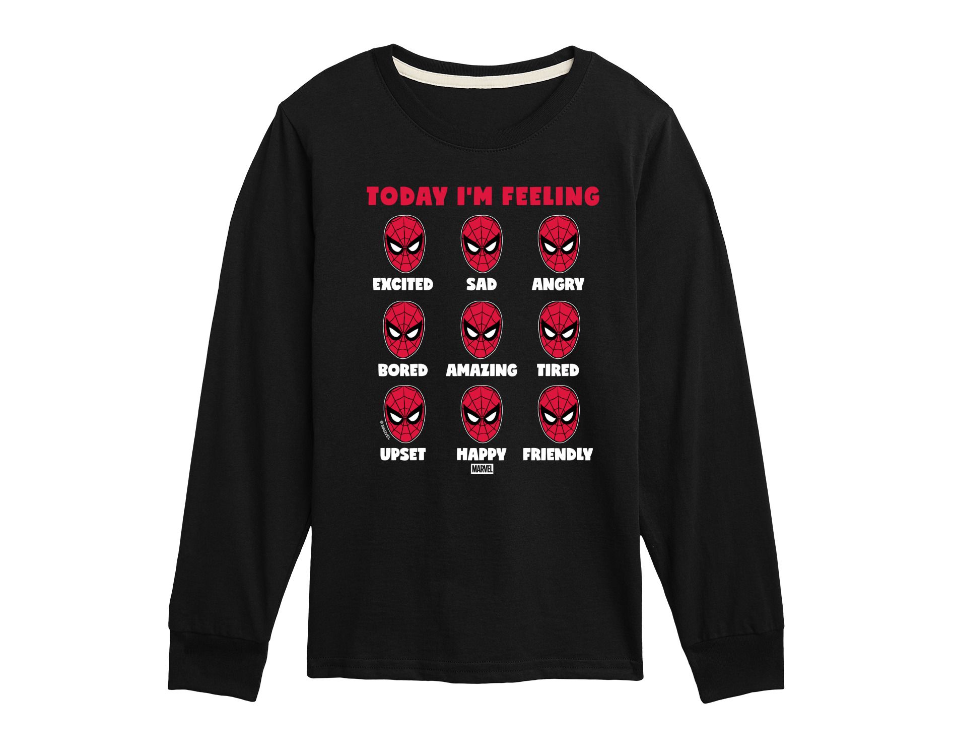 Boys' Marvel Spider-Man Today Im Feeling Moods Long Sleeve Graphic T-Shirt - Black - Small