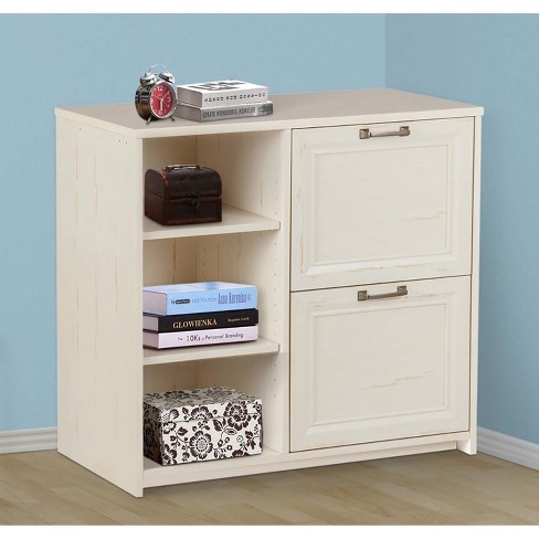 Two Drawer Filing Cabinet Antique White - Buylateral : Target