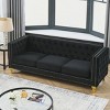 Velvet Chesterfield 3-Seater Sofa,Tufted Living Room Couch with Nailhead Trim & Metal Legs-Baofuwish - 3 of 4