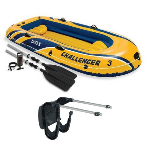 Intex Challenger 3 Boat 2 Person Raft & Oar Set Inflatable With Motor Mount  Kit : Target