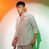 Campus Sutra Men Men's Moon Grey Heathered-Stripe Shirt - 3 of 4
