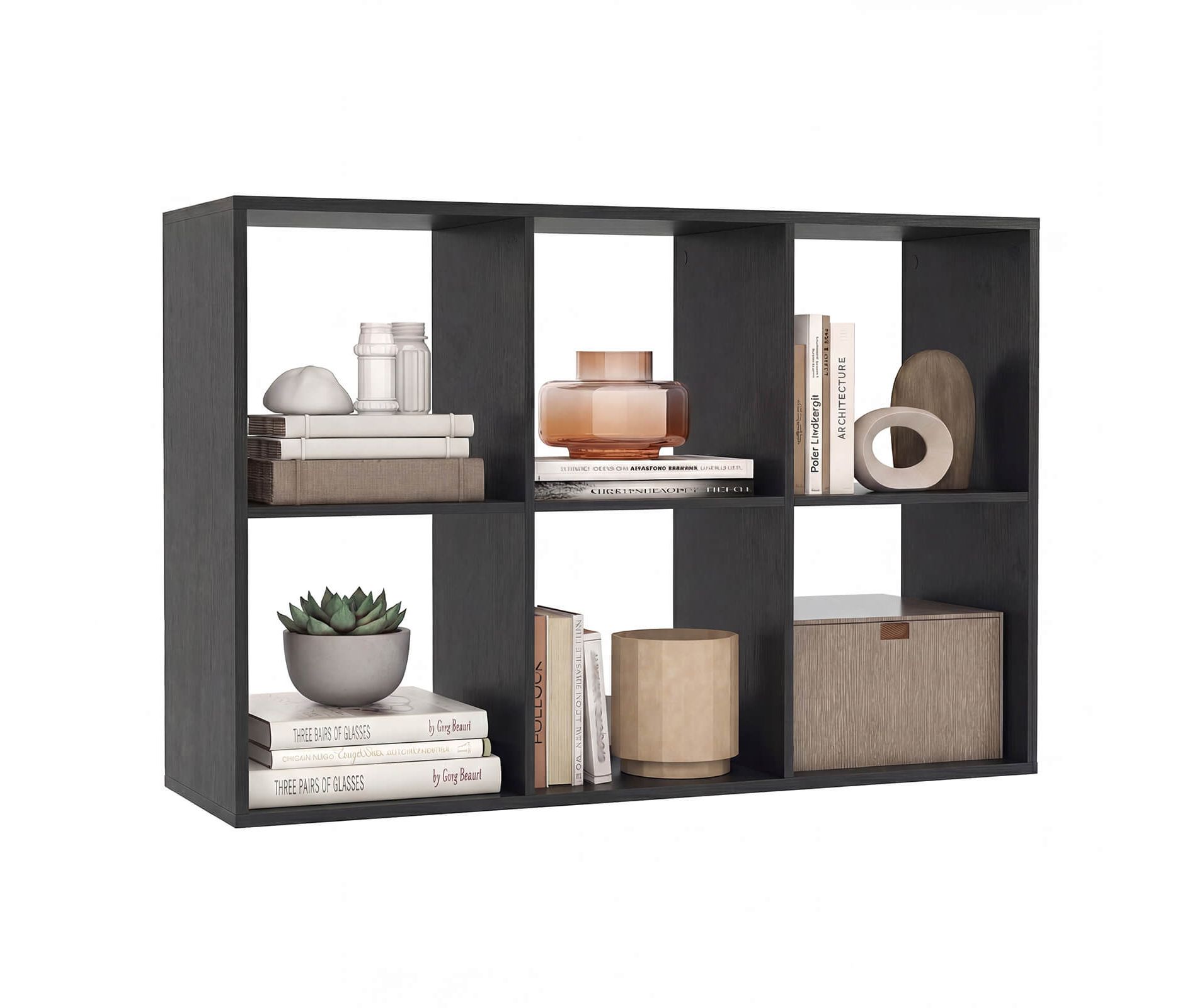 Costway 6-Cube Open Bookshelf with Anti-tip Kits Home Modern Style Storage Shelf for Study Brown/Black/Natural/White