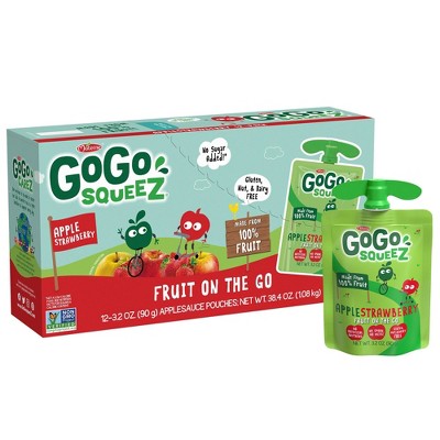 GoGo squeeZ Applesauce, Apple Strawberry - 3.2oz/12ct