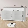 56" Farmhouse Buffet Cabinet with Barn Doors - Large Kitchen Storage Sideboard with Adjustable Shelf, 2 Drawers, Coffee Bar Table,White - 3 of 4