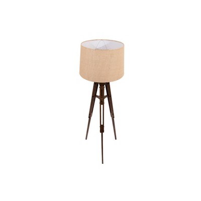 Mariner Adjustable Wood Tripod Floor Lamp with Burlap Shade