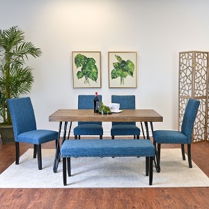 NicBex Dining Room Table Set for 6 Morden Dining Table Set with Wooden Tabletop, 1 Bench and 4 Upholstered Chairs for Dining Room - 1 of 4