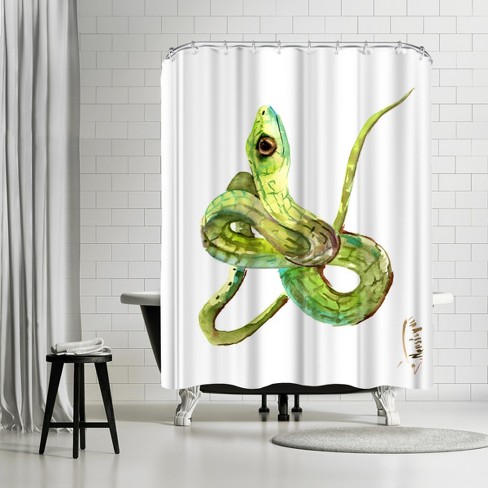 Americanflat 71 x 74 Shower Curtain, Florida Rough Green Snake by Suren Nersisyan