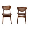 Baxton Studio 2pc Hesper Wood and Rattan Dining Chair Set Walnut Brown/Light Brown: Mid-Century, Crescent Backrest, Angled Legs - 3 of 4