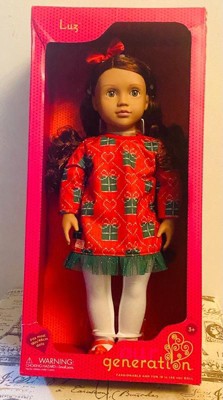 Our Generation Luz 18 Doll With Red & Green Holiday Sweater Dress Outfit :  Target