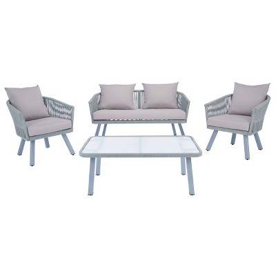 Belmi 4pc Rope Living Set - Gray - Safavieh