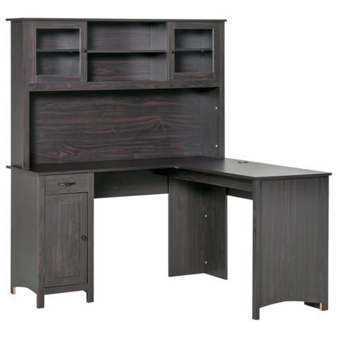 HOMCOM L Shaped Desk with Hutch Computer Desk with Drawers Home