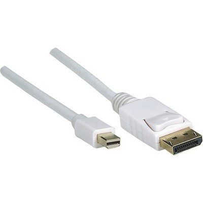 Manhattan Mini DisplayPort Male to DisplayPort Male Male Monitor Cable, 10', White - Fully shielded to reduce EMI and other interference sources
