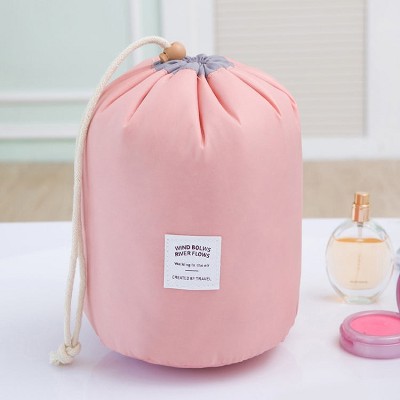 Large-capacity Cosmetic Bag Travel Suit Wash Bag Outdoor Waterproof Storage Bag Cylinder Wash Bag(Maca pink)