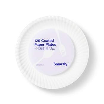 300 Pack Disposable White Uncoated Paper Plates, 9 Inch Large 300