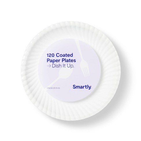 Disposable 9 Paper Plates - Uncoated - 200ct - Smartly™