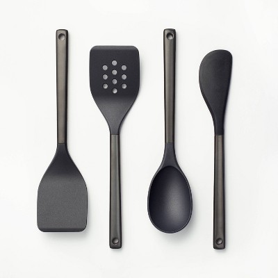 Apex Supermom Nylon Kitchen Serving Spoon Set, 5-Piece, Black, Non Stick  Cookware, Spatula Set