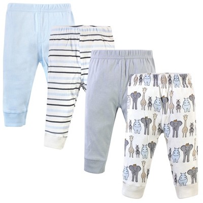 Hudson Baby Infant and Toddler Boy Cotton Pants 4pk, Royal Safari, 3-6 Months