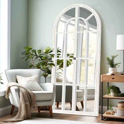 SpassWay 71"H 31"W Arch Solid Wood Accent Mirror Rustic Full Length Mirror for Living Room Bedroom Entryway