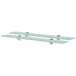 vidaXL Floating Shelves 2 pcs Glass 27.6 in.x3.9 in. 0.3 in. - 1 of 4