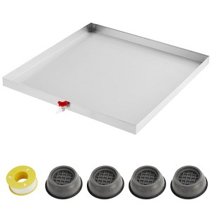 Washing Machine Pan Heavy Duty 304 Stainless Steel Washing Machine Tray with 4 Pcs Anti-Vibration Washing Machine Feet, Washer Pan - 1 of 4