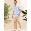 Lars Amadeus Men's Stripe Short Sleeved Color Block Button Down Beach Shirt - 4 of 4