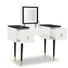 43.3" Yami Bedroom Vanity Table Dresser Desk Sets with  Flip-top Mirror and LED Light-Maison Boucle - 4 of 4