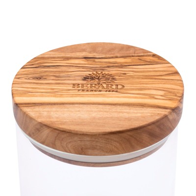 Elegant Borosilicate Glass Jar with French Olive Wood Lid, 900ml