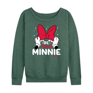 Women's - Disney - Be More Minnie Lightweight French Terry Wide Neck Long Sleeve Shirt - 1 of 4