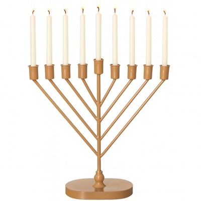 Vintiquewise Wall Mount 9-Branch Hanukkah Menorah with LED Candles, Mid-Century Elegant Illuminated Display, Decorative Judaica Accent