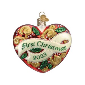 Old World Christmas Blown Glass Ornament for Christmas Tree, First Christmas 2023 Heart - 1 of 4