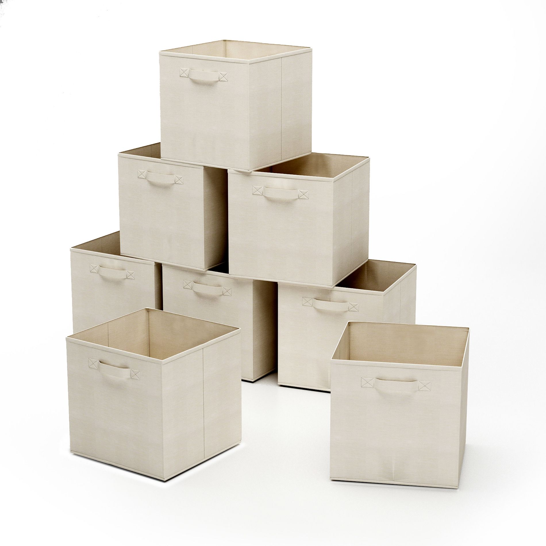 Storage Cubes - 8-Piece Collapsible Storage Bin Set for Shelves - For Organizing the Home, Office, Playroom, and Nursery by Home-Complete (Beige)